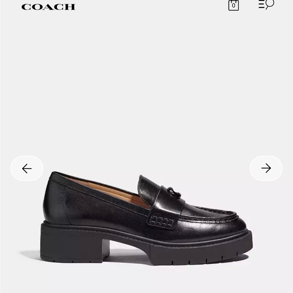 COACH Black Leather Platform Loafers Size 8